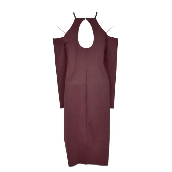B0 NWT TRINA TURK Lu Lu Malbec Burgundy Red Cold Shoulder Sheath Dress Sz 6 $428 - Picture 4 of 7